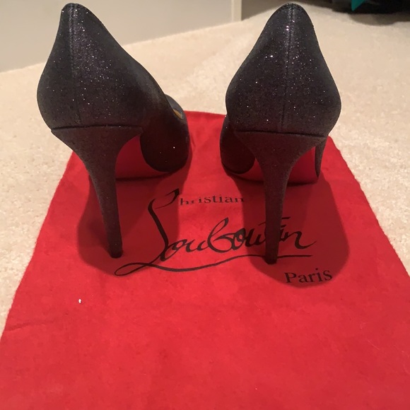 Christian Louboutin Glitter Simple Pumps Black 85mm - Picture 8 of 14